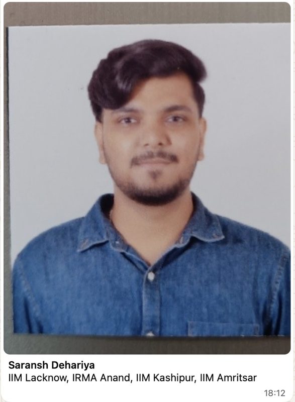Saransh Dahariya — IMS Indore CAT topper