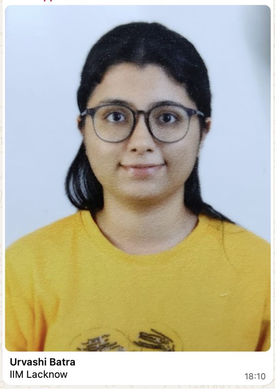 Urvashi Batra — IMS Indore CAT topper