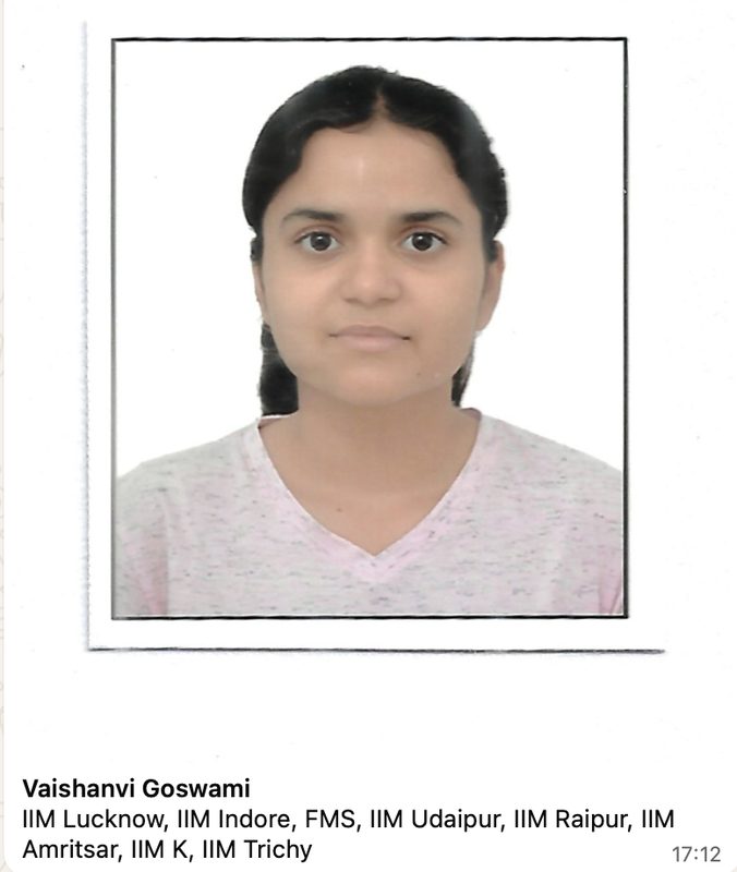 Vaishnavi Goswami — IMS Indore CAT topper
